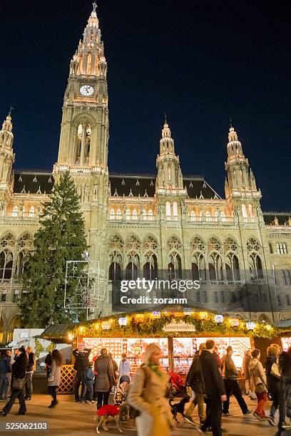 viena mercado de natal - vienna city hall - fotografias e filmes do acervo