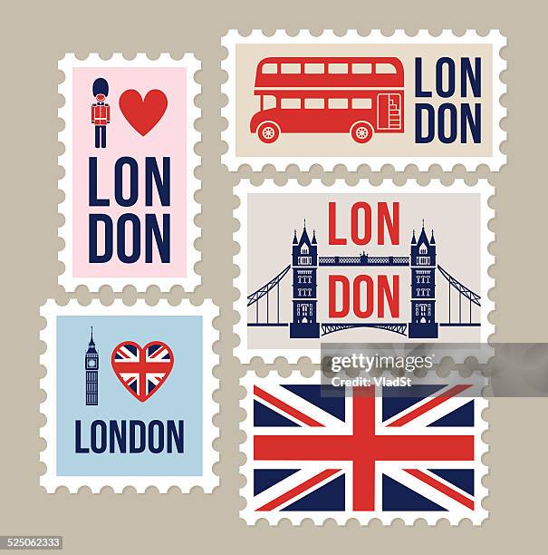 ilustraciones, imágenes clip art, dibujos animados e iconos de stock de london gran bretaña correo sellos de viajes - londres inglaterra