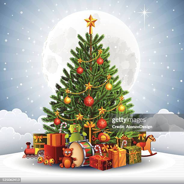 christmas weihnachtsbaum - weihnachtsbaum stock-grafiken, -clipart, -cartoons und -symbole