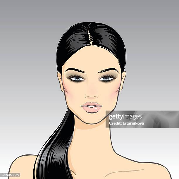 illustrazioni stock, clip art, cartoni animati e icone di tendenza di smokey eyes. brunette - brunette woman