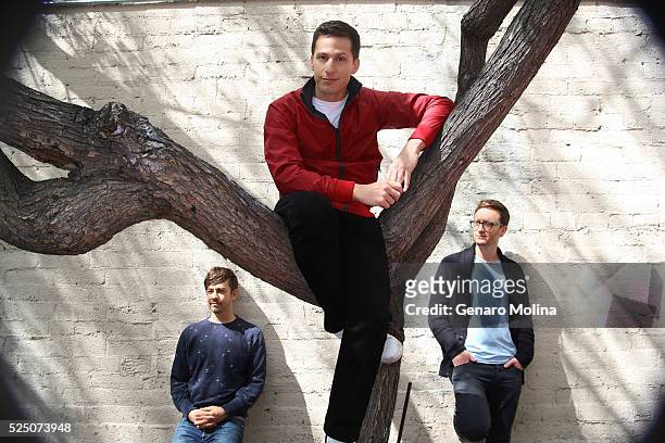 Lonely Island team Andy Samberg, Jorma Taccone and Akiva Schaffer are photographed for Los Angeles Times on April 10, 2016 in Los Angeles,...