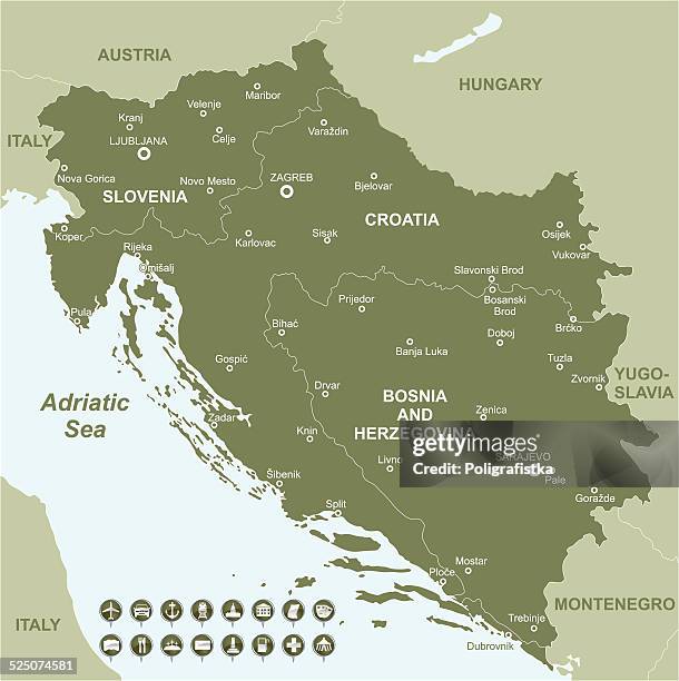 map of balkan states - adriatic sea stock illustrations