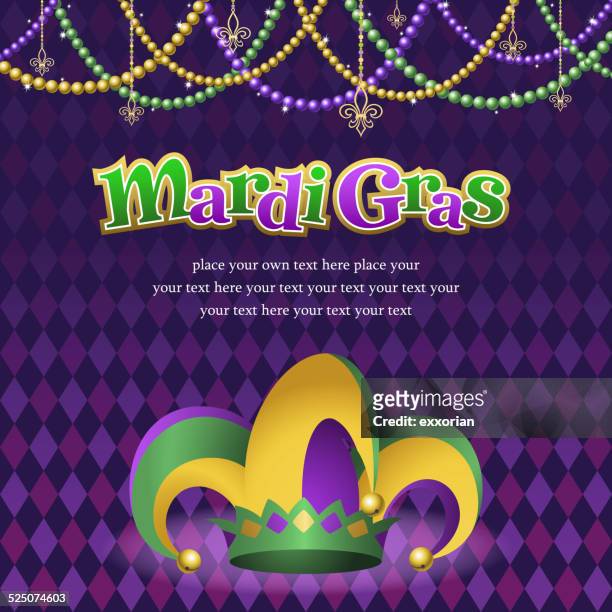 mardi gras jester hat with background - joker card stock illustrations