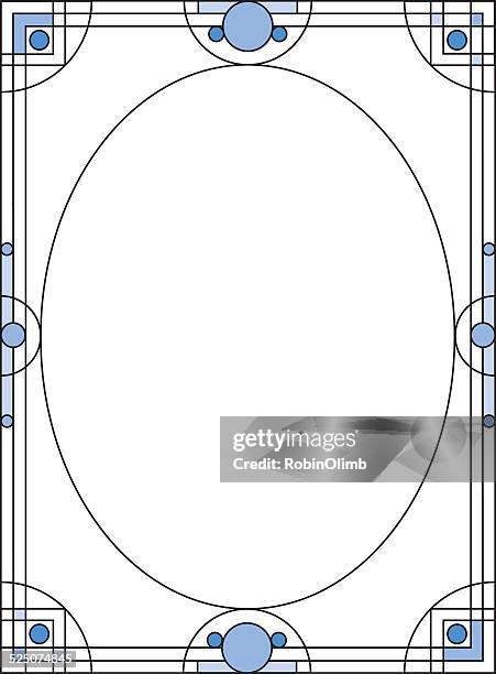 art deco circles frame - stained glass border stock illustrations