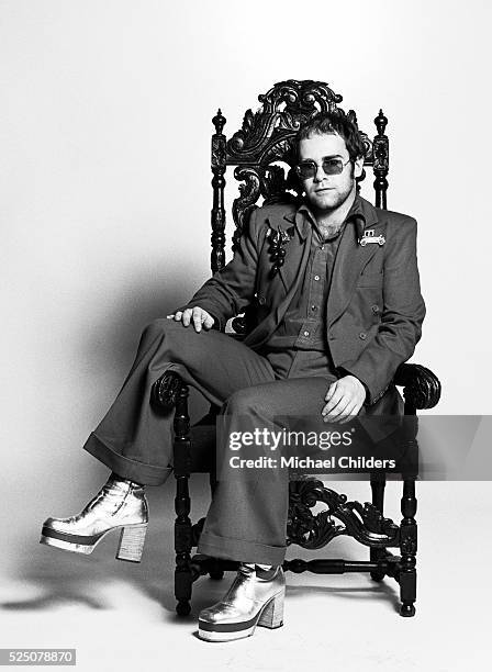 British singer, songwriter, composer and pianist Elton John.