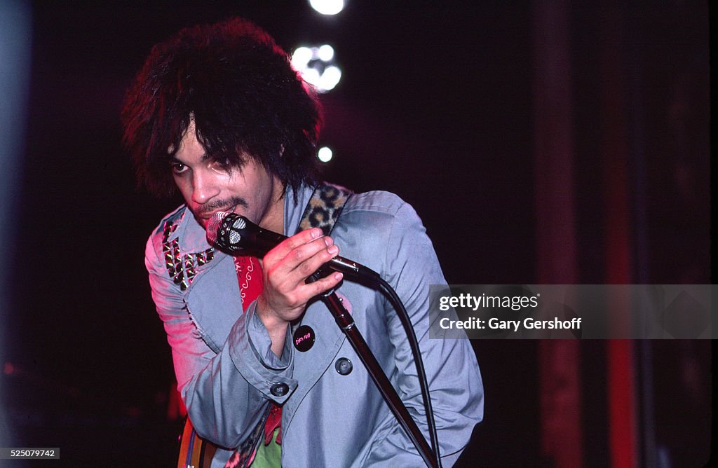 American musician Prince performs onstage at the Ritz during his ...