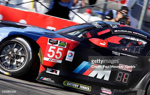 The BMW RLL Z4 GTE of Brian Auberlen and Andy Priauix during practice for the Tequila Patron Sports Car Showcase race during 40th Annual Toyota Grand...