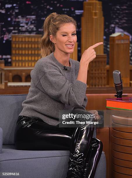 Gisele Bundchen Visits "The Tonight Show Starring Jimmy Fallon" at Rockefeller Center on April 27, 2016 in New York City.