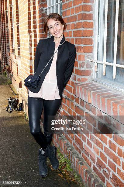 Actress Maike von Bremen attends the presentation of a joint project by COS and Michael Sailstorfer on April 27, 2016 in Berlin, Germany.