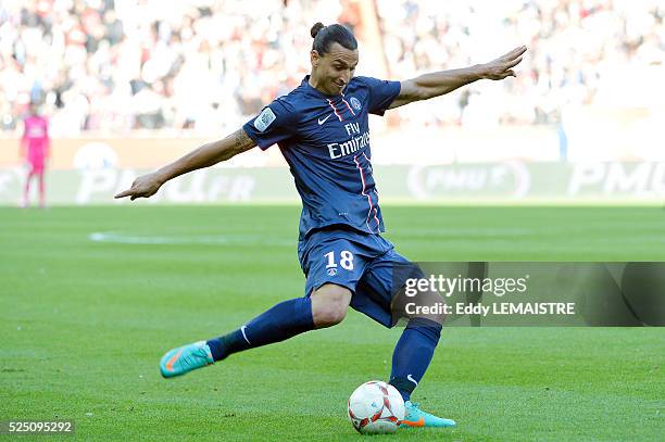 Zlatan Ibrahimovic of PSG during the French Ligue 1 soccer match, Paris Saint Germain vs FC Sochaux Montbeliard, at Parc des Princes stadium in...