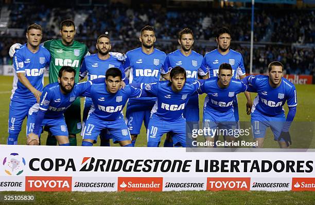 Players of Racing Club pose for a photo prior the first leg match between Racing Club and Atletico Mineiro as part of round of 16 of Copa Bridgestone...