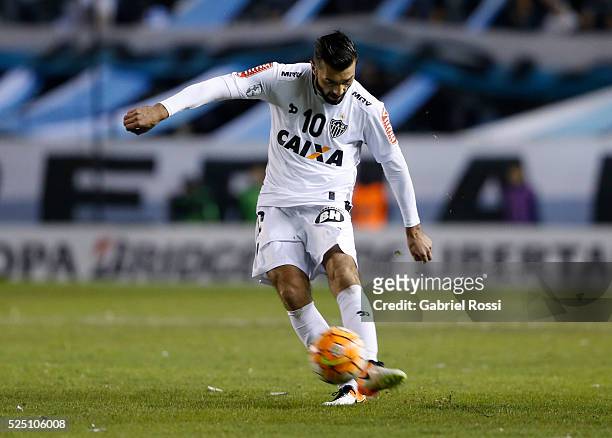Jesus Datolo of Atletico Mineiro kicks the ball during first leg match between Racing Club and Atletico Mineiro as part of round of 16 of Copa...