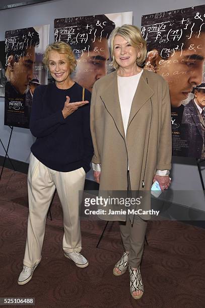 Lauren Hutton and Martha Stewart attend "The Man Who Knew Infinity" New York Screening at Chelsea Bow Tie Cinemas on April 27, 2016 in New York City.