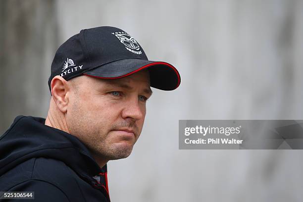 Warriors coach Andrew McFadden during a New Zealand Warriors NRL media session at Mt Smart Stadium on April 28, 2016 in Auckland, New Zealand.