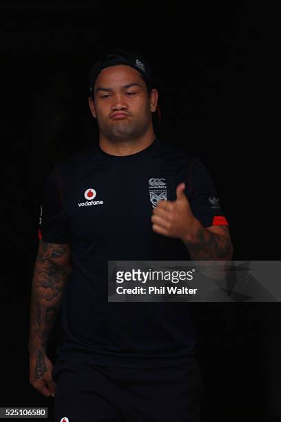 Issac Luke of the Warriors during a New Zealand Warriors NRL media session at Mt Smart Stadium on April 28, 2016 in Auckland, New Zealand.