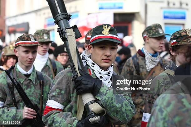 Gdansk, Poland 1st, March 2015 Cursed soldiers rememberance national parade in Gdansk to commemorate the anti-communist underground paramilitary...