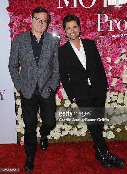 Actors Bob Saget and John Stamos arrive at the Open Roads World Premiere Of 'Mother's Day' at TCL Chinese Theatre IMAX on April 13, 2016 in...