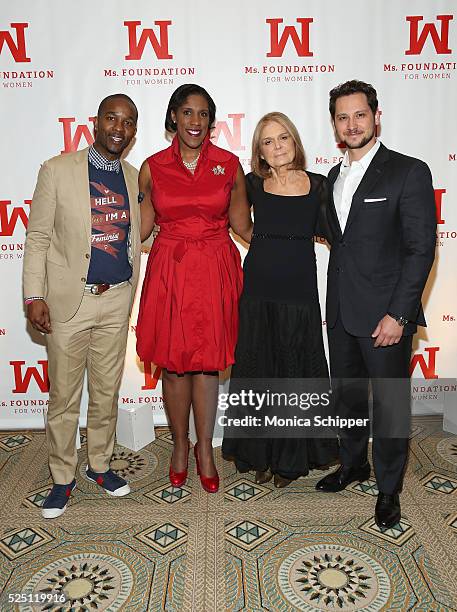 Wade Davis, Teresa C. Younger, Gloria Steinem and Matt McGorry attend Ms. Foundation For Women 2016 Gloria Awards Gala at The Pierre Hotel on April...