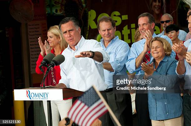August 13, 2012 PAM BONDI, ILEANA ROS-LEHTINEN, LINCOLN DIAZ-BALART, JEFF ATWATER, MITT ROMNEY, MARIO DIAZ-BALART. Mitt Romney Campaigns in South...