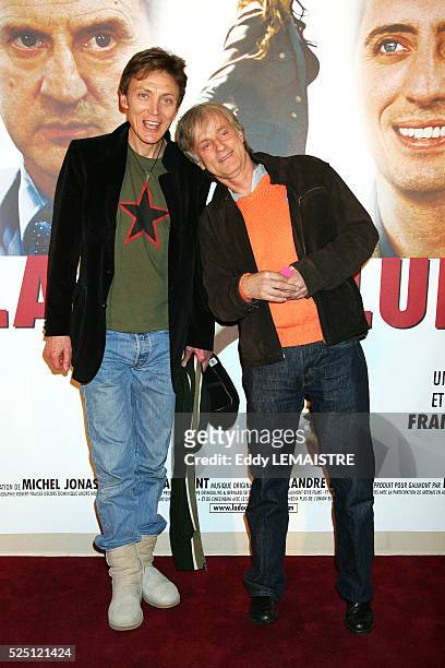 Singer Dave and his partner Patrick Loiseau attend the premiere of "La Doublure" in Paris.