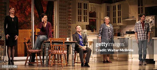 Judy Greer, Katie Holmes, Norbert Leo Butz, Jayne Houdyshell & Josh Hamilton during Broadway Opening Night Performance Curtain Call for 'Dead...