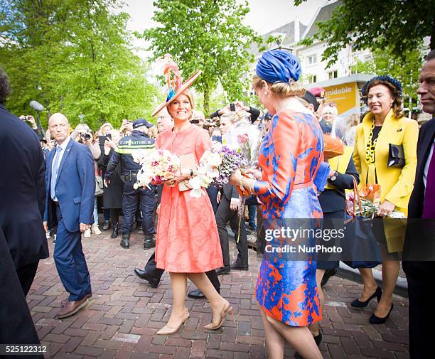 In The Hague on Wednesday May 20th 2015, queen Maxima of the Netherlands and queen Mathilde of Belgium opened the Den Haag Cultuur outdoor...