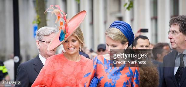 In The Hague on Wednesday May 20th 2015, queen Maxima of the Netherlands and queen Mathilde of Belgium opened the Den Haag Cultuur outdoor...