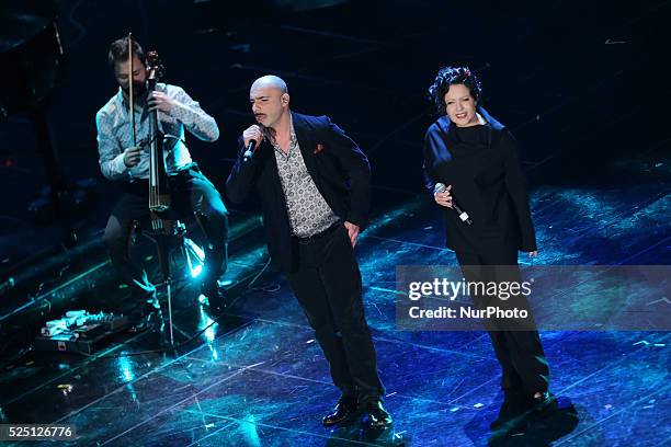 Marta sui Tubi and Antonella Ruggiero in Sanremo during day 4 of the Sanremo Italian Music Festival, on February 15, 2013. Photo: Manuel...