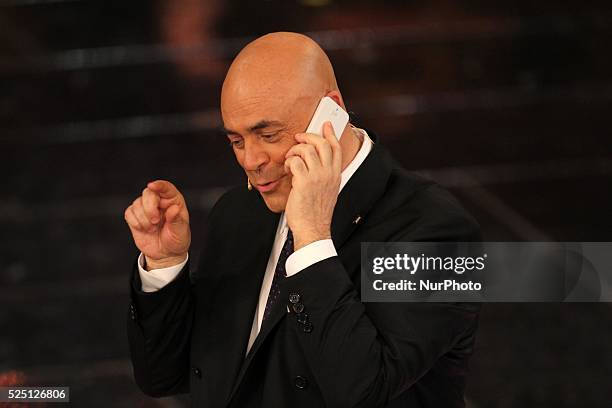 Maurizio Crozza in Sanremo during first day of the Sanremo Italian Music Festival, on February 13, 2013. Photo: Manuel Romano/NurPhoto