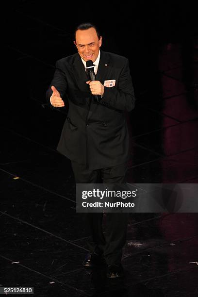 Maurizio Crozza in Sanremo during first day of the Sanremo Italian Music Festival, on February 13, 2013. Photo: Manuel Romano/NurPhoto