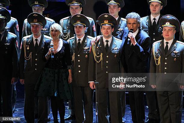 Toto Cutugno and Red Army in Sanremo during first day of the Sanremo Italian Music Festival, on February 13, 2013. Photo: Manuel Romano/NurPhoto