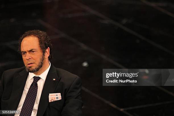 Maurizio Crozza in Sanremo during first day of the Sanremo Italian Music Festival, on February 13, 2013. Photo: Manuel Romano/NurPhoto