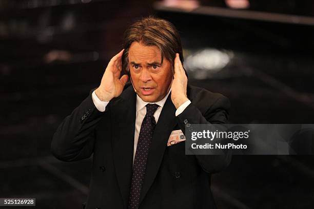 Maurizio Crozza in Sanremo during first day of the Sanremo Italian Music Festival, on February 13, 2013. Photo: Manuel Romano/NurPhoto