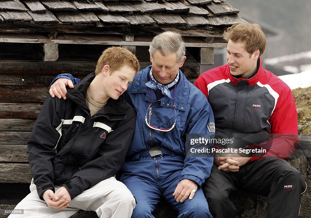 HRH Prince Of Wales & Family Enjoy Skiing Holiday In Klosters