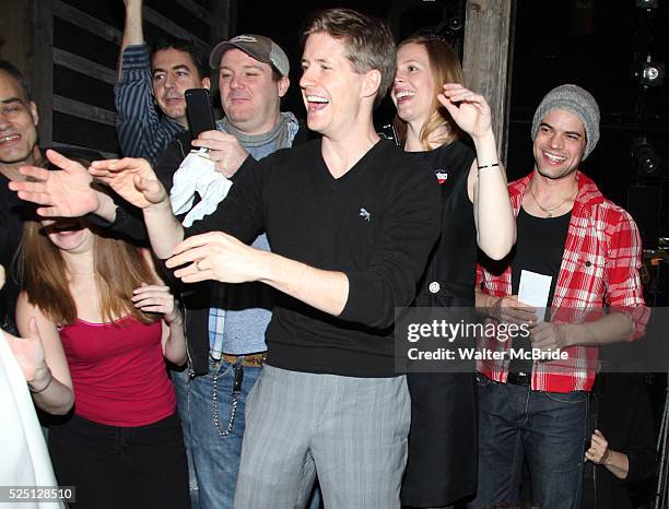 Jeremy Jordan & Company attending the Opening Night Gypsy Robe Ceremony for 'Bonnie & Clyde' at the Gerard Schoenfeld Theatre in New York City.