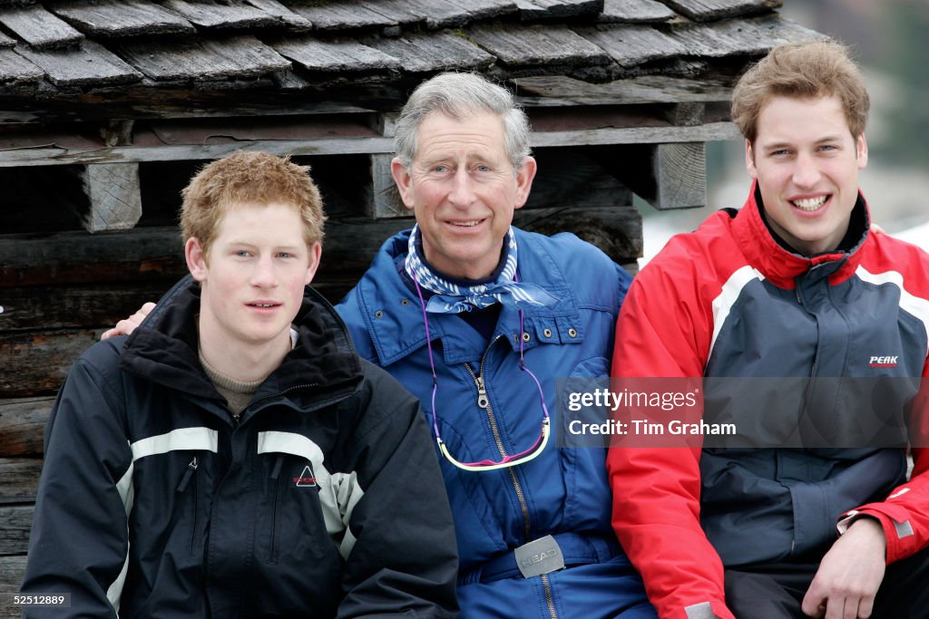 HRH Prince Of Wales & Family Enjoy Skiing Holiday In Klosters