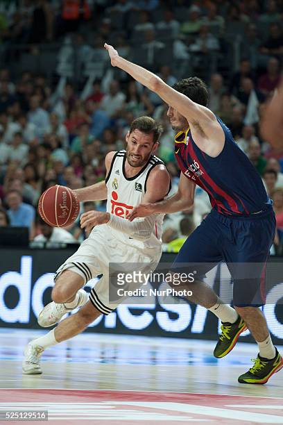 Rudy Ferrmandez Player of Real Madrid during the second match of the Spanish ACB basketball league final played Real Madrid vs Barcelona at Palacio...