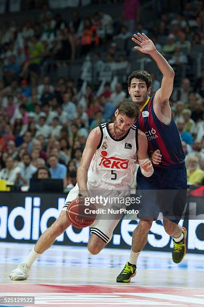 Rudy Ferrmandez Player of Real Madrid during the second match of the Spanish ACB basketball league final played Real Madrid vs Barcelona at Palacio...