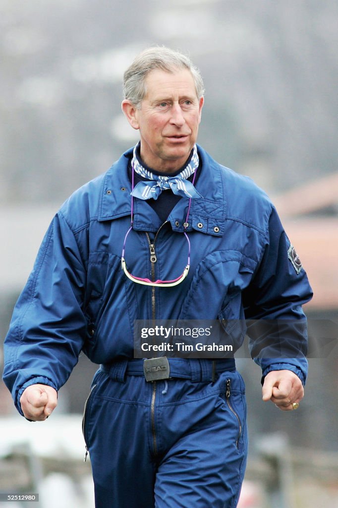 HRH Prince Of Wales on Skiing Holiday In Klosters