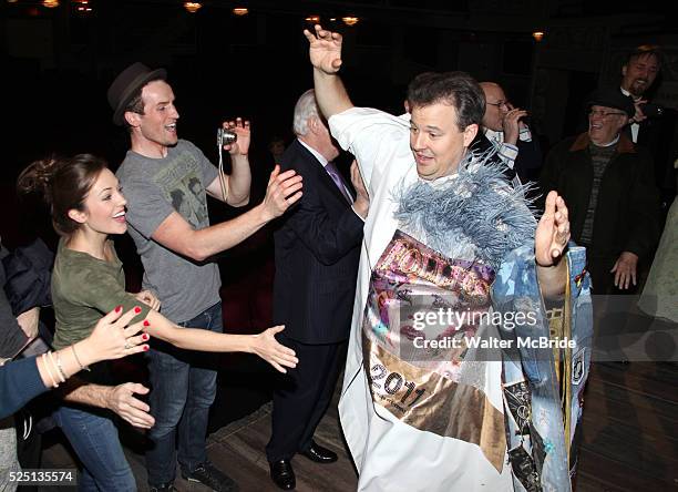 'Bonnie & Clyde' Gypsy Recepient Tad Wilson with Laura Osnes, Claybourne Elder & Company attending the Opening Night Gypsy Robe Ceremony for 'Bonnie...