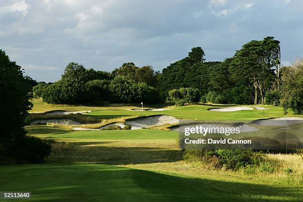 The 153 metre par 3, 16th, hole on the East Course at Royal Melbourne Golf Club, , on January 03 in Black Rock, Melbourne, Victoria, Australia.