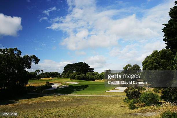 The 151 metre par 3, 5th hole on the West Course at Royal Melbourne Golf Club, which plays as the 3rd hole on the tournament Composite Course, on...