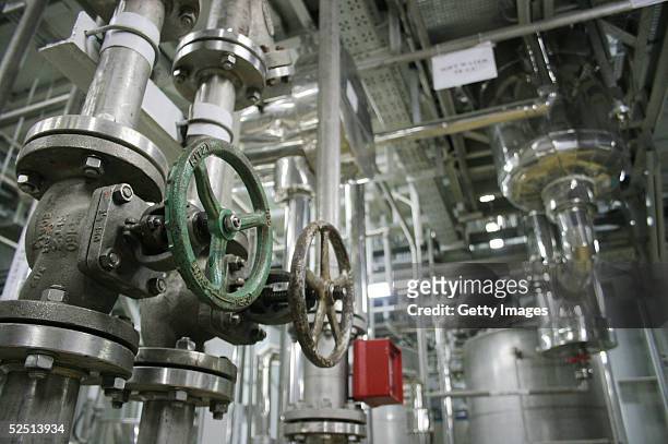 The inside of a uranium conversion facility producing unit is seen March 30, 2005 just outside the city of Isfahan, about 254 miles , south of...