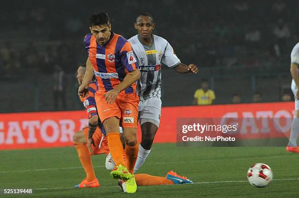 Pune City footballer Katsouranis in action against Atletico de Kolkata. ISL match at Salt Lake Stadium on November 7, 2014 in Kolkata, India. FC Pune...