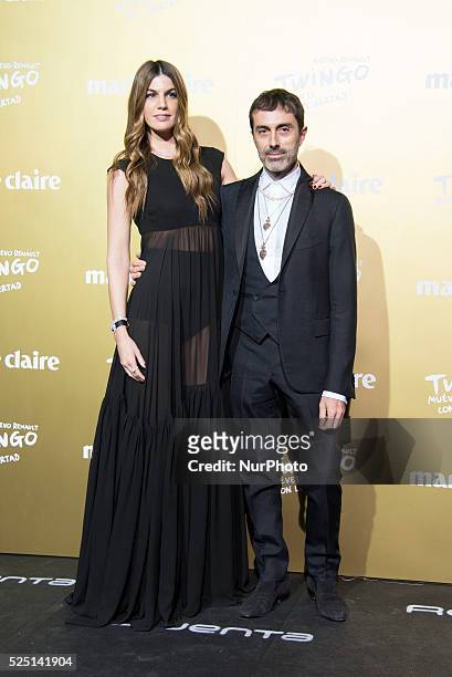 Model Bianca Brandolini and Italian fashion designer Gianbattista Valli attend the Marie Claire Prix de la Moda 2015 at the Callao cinema on November...