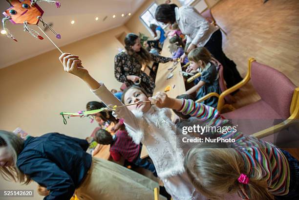 Jewish children celebrate Hanukkah in Kiev Jewish Messianic Congregation Center, Kiev, Ukraine