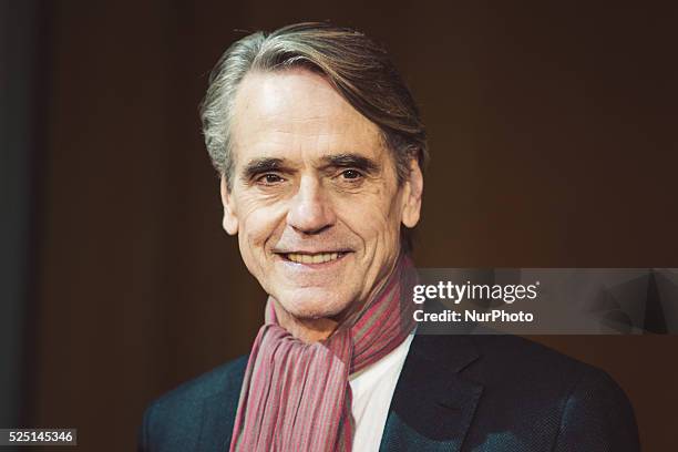 British actor Jeremy Irons smiles during the photocall for the film &quot;La corrispondenza&quot; directed by Italian Giuseppe Tornatore, in Rome on...