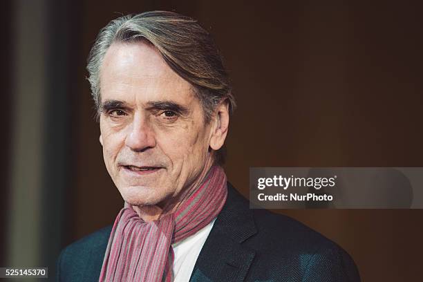 British actor Jeremy Irons smiles during the photocall for the film &quot;La corrispondenza&quot; directed by Italian Giuseppe Tornatore, in Rome on...