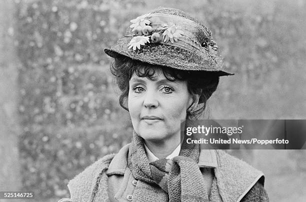 English actress Pauline Collins pictured in character as Sarah Moffatt on the set of the television series Thomas and Sarah in England on 15th...