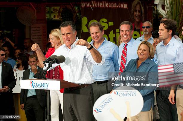 August 13, 2012 PAM BONDI, MITT ROMNEY, LINCOLN DIAZ-BALART, JEFF ATWATER,ILEANA ROS-LEHTINEN, CRAIG ROMNEY. Mitt Romney Campaigns in South Florida...